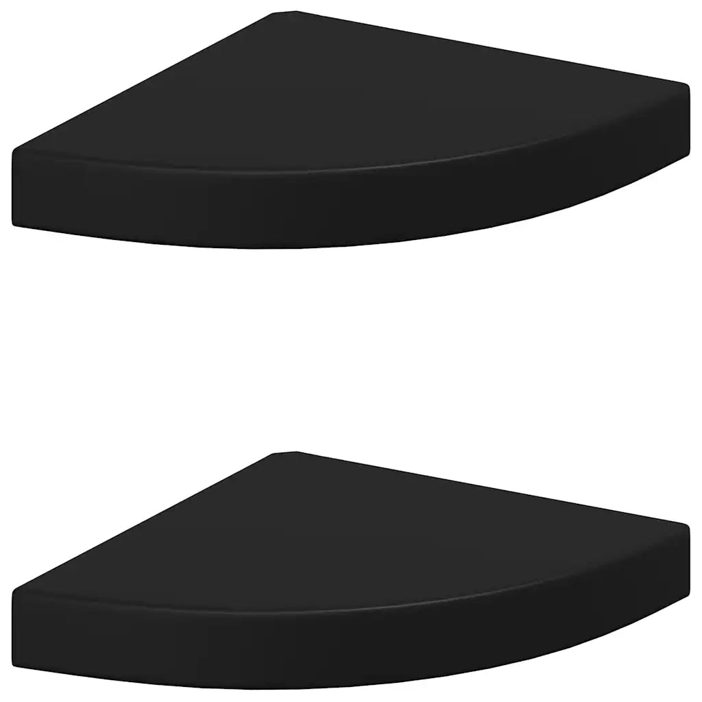 Scaffali Angolari a Parete 2 pz Neri 25x25x3,8 cm MDF