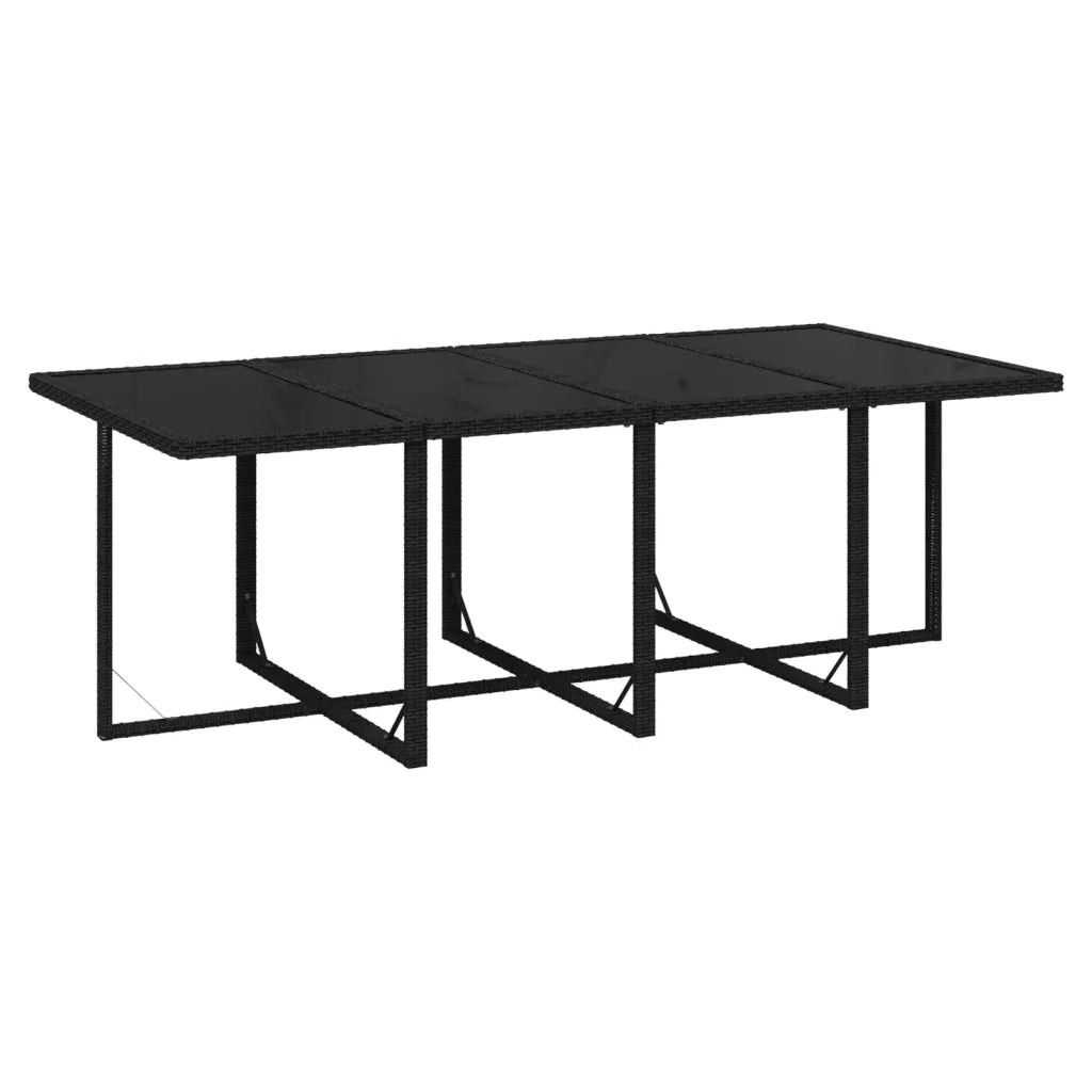 Set da Pranzo da Giardino 9 pz con Cuscini Nero in Polyrattan 3095557