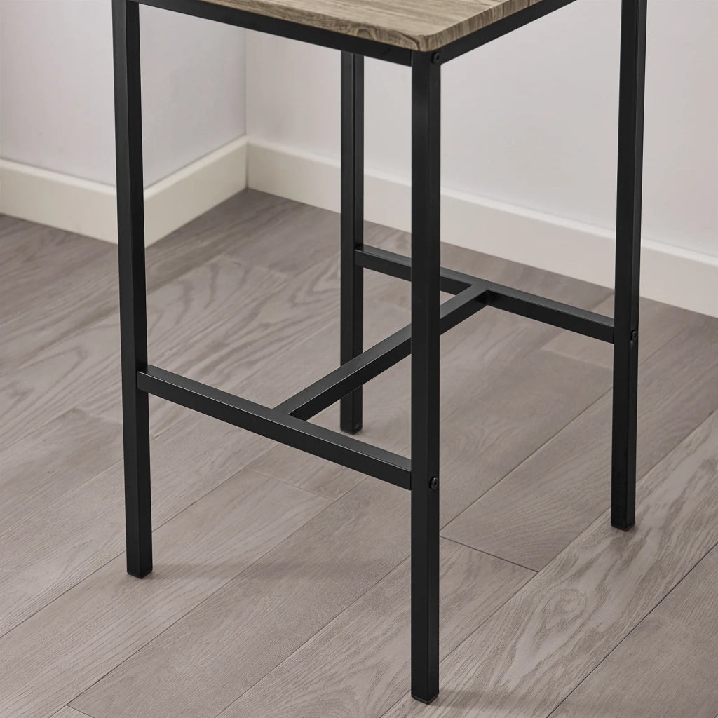 Set 3 Pezzi Tavolo con 2 sgabelli Alto Mobile Bar per casa Stile Vintage,Marrone, L89*P45*A86.5cm OGT03-N