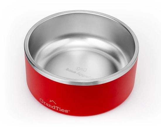 Ciotola per cani e gatti in acciaio inossidabile graviata, riutilizzabile, BPA-free, isolata, grande, sostenibile, antiscivolo, impermeabile, da esterno (1890 ml, cranberry)