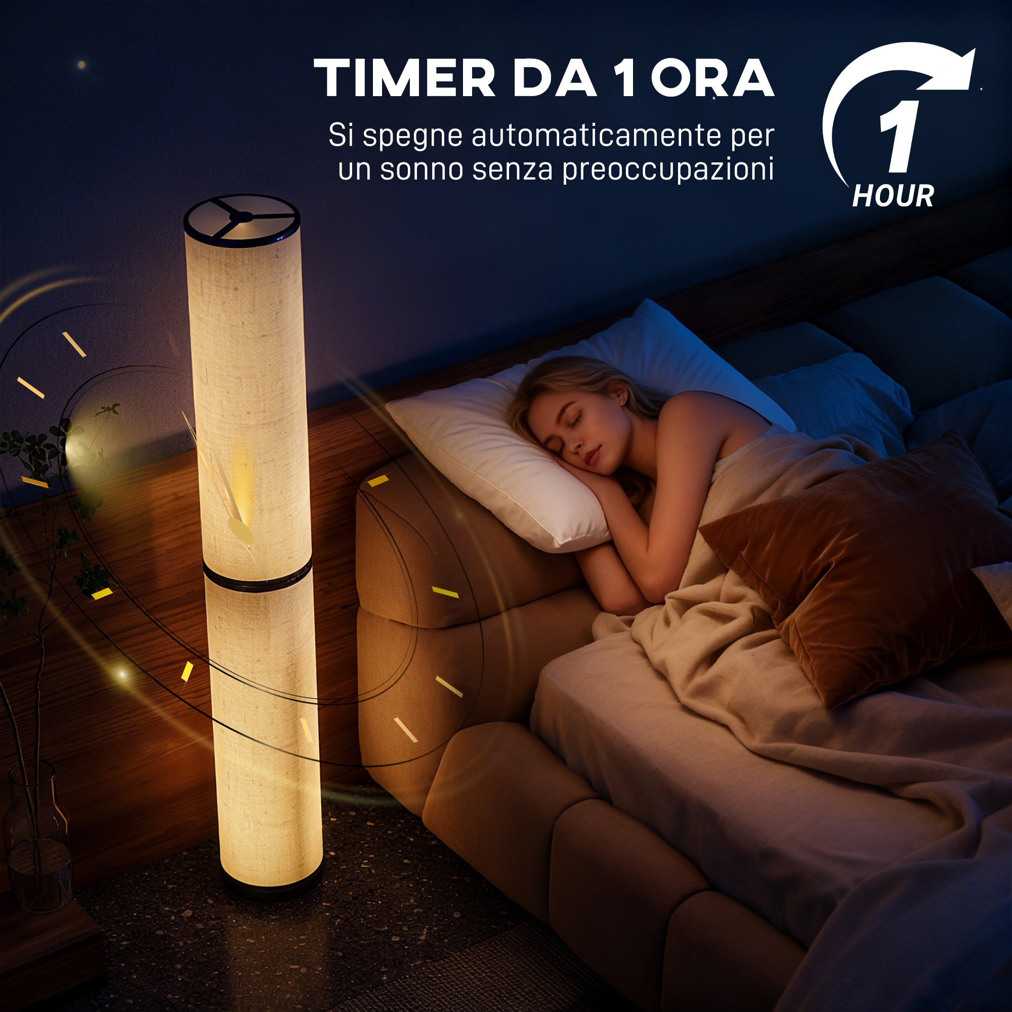 Lampada da Terra Ø20x135 cm con Telecomando e Regolazione Temperatura 3000-6000K Paralume in Tessuto Beige