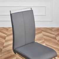 Set di 4 sedie da pranzo a sbalzo, struttura in metallo cromato, schienale in pelle PU, 42x 54 x 100 cm, Grigio