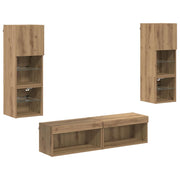 Unit¨¤ TV da Parete 6 pz | Armadietto TV | Mobile Porta TV Rovere artigianale Legno multistrato