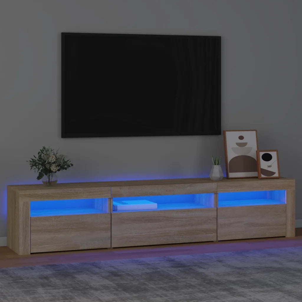 Mobile Porta TV con Luci LED Rovere Sonoma 195x35x40 cm cod mxl 11624
