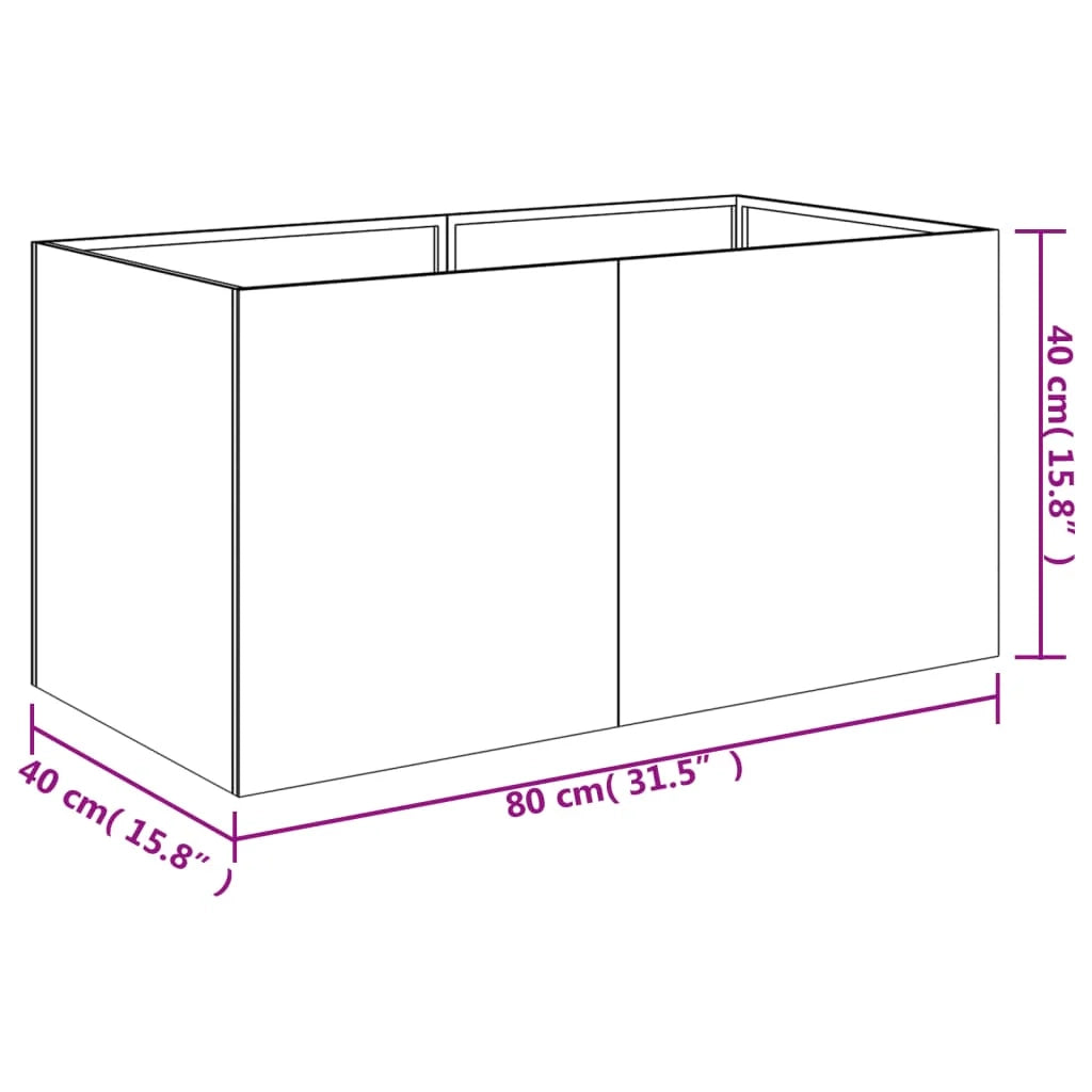 Portavaso per fioriera aiuola rialzata piante fiori terrazzo giardino 80 x 40 x 40 cm acciaio corten marrone 02_0037868