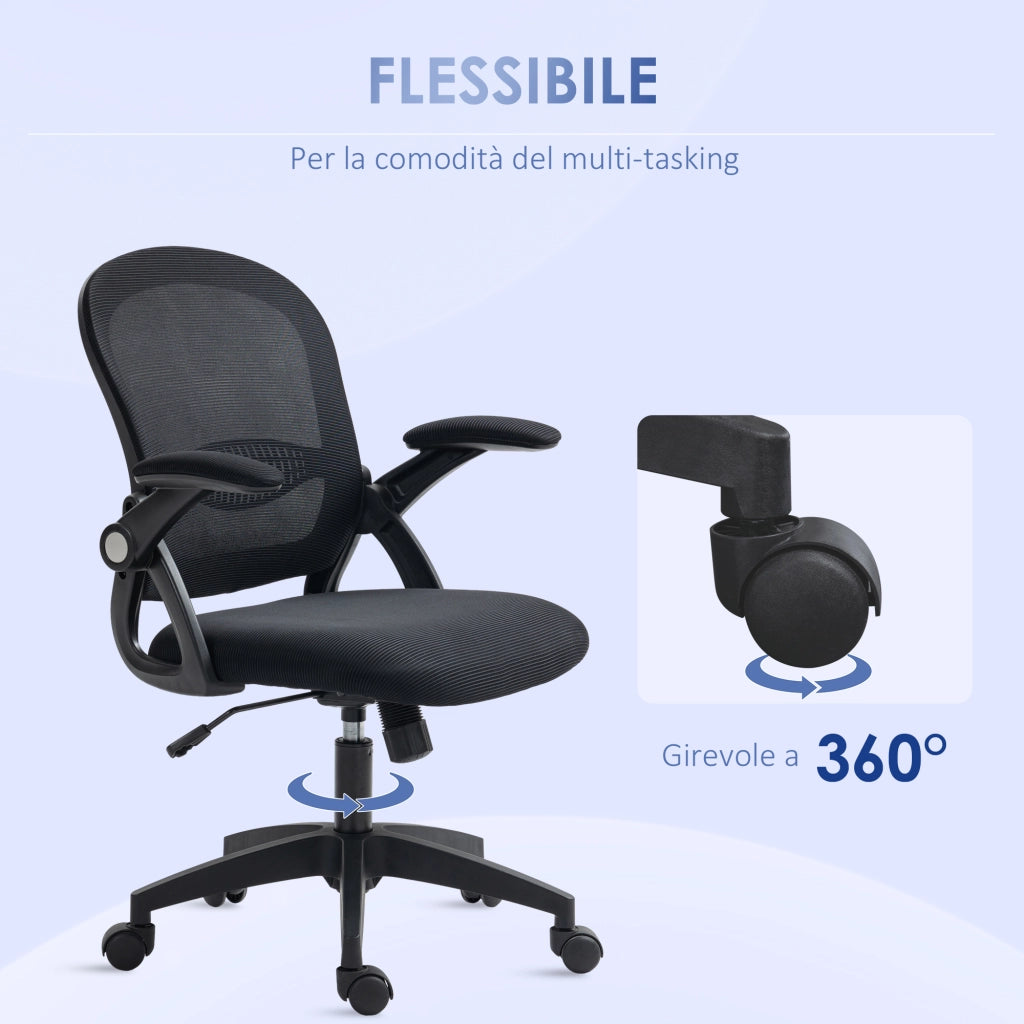 Sedia da ufficio ergonomica ¨C Zephmum ¨C Schienale a rete regolabile nero 65.5x61.5x88-97.5cm