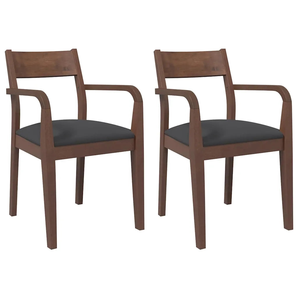 Sedie da Pranzo con Cuscini 2pz Marrone Legno Massello di Hevea 4102508