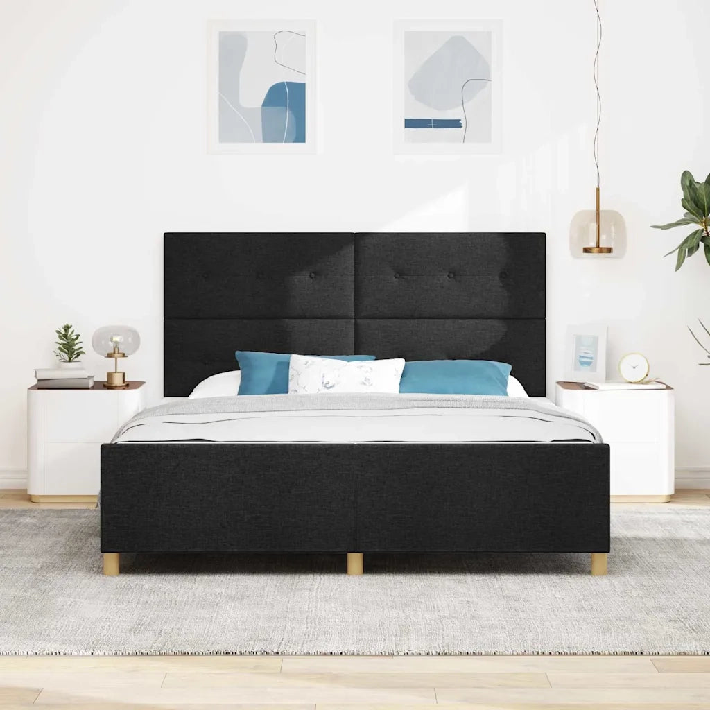 Struttura del letto con testiera Nero 180 x 200 cm Tessuto