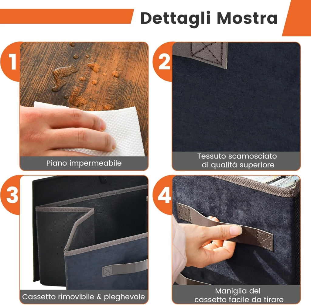 Cassettiera con 5 Cassetti in Tessuto, Mobiletto Multiuso con Ripiano Superiore Aggiuntivo e Cassetti Pieghevoli Medi e Grandi, Comò per Camera da Letto Soggiorno Ingresso, Stile Industriale
