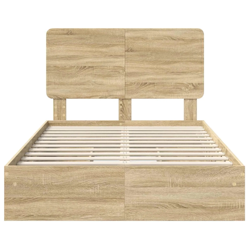 Letto con Contenitore con testiera Rovere Sonoma 135 x 190 cm