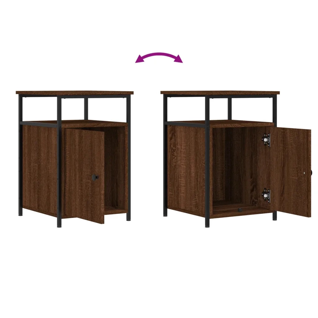 Set di 2 Comodini | Armadio da Notte | Mobiletto da notte Rovere Marrone 40x42x60 cm Legno Multistrato
