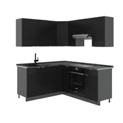 Cucina angolare completa Fame-Line Nero rigato/Antracite 190 x 60 cm, PL Antracite Vicco