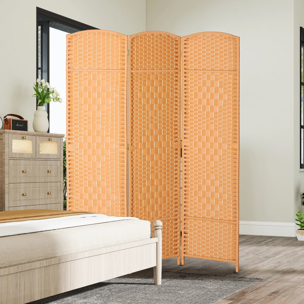 Paravent 3 Ante in Legno Pieghevole ¨C zephmum ¨C 135x180 cm Marrone Chiaro