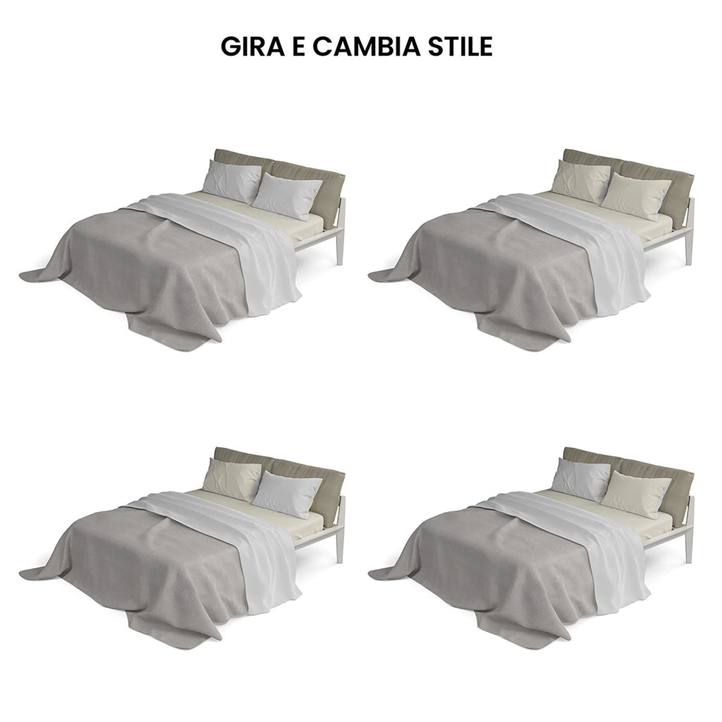 Set Lenzuola Singolo Sopra Sotto e Federe Doubleface Grigio Chiaro/Panna