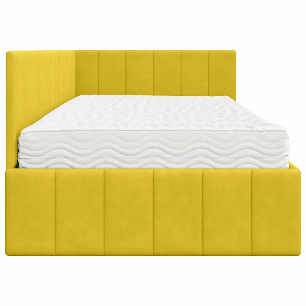 Struttura Letto Angolare con Materasso 2 pz-Giroletto con materasso Giallo Velluto 874456