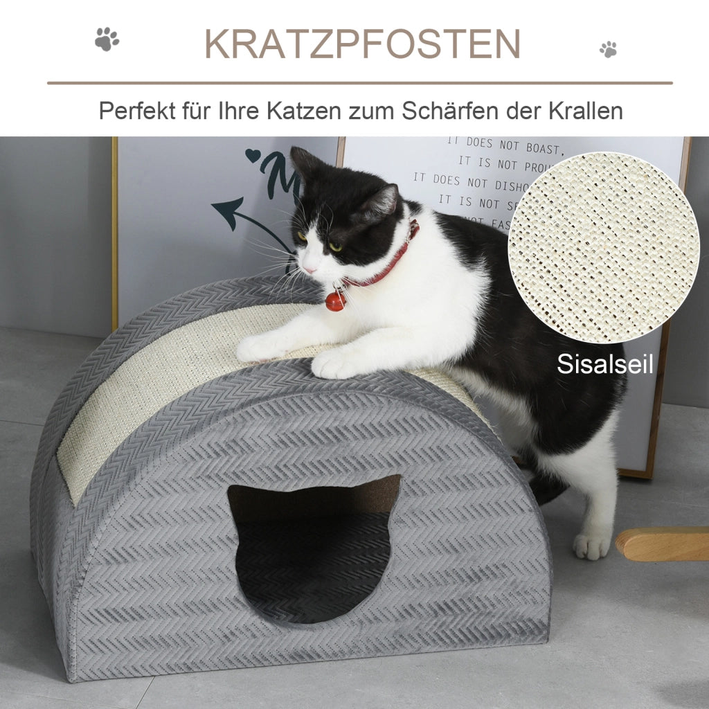 Cuccia per Gatti con Tiragraffi in Sisal ¨C Zephmum ¨C Grigio 48.5x30x30 cm
