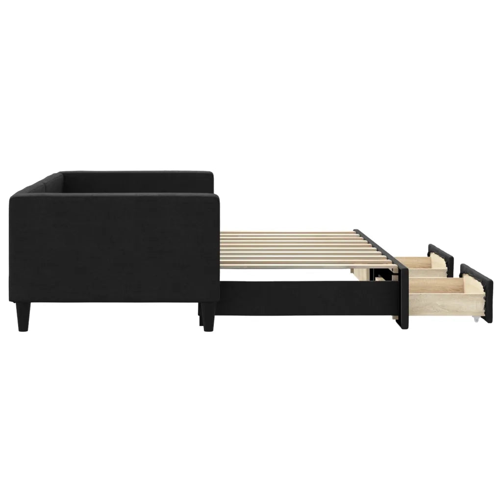 Divano Letto Estraibile con Cassetti Nero 90x190 cm in Tessuto 3196626