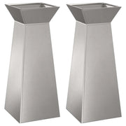 2 pz Fioriere | Cassetta per fiori | Vaso a Pilastro Argento 40 x 40 x 100 cm