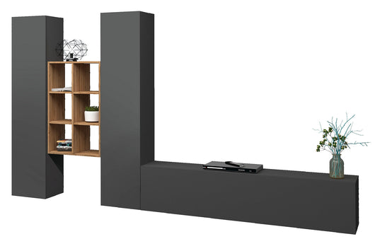 Parete Attrezzata Soggiorno 320x30x180 cm Maruska n°21 Grigio Antracite Opaco