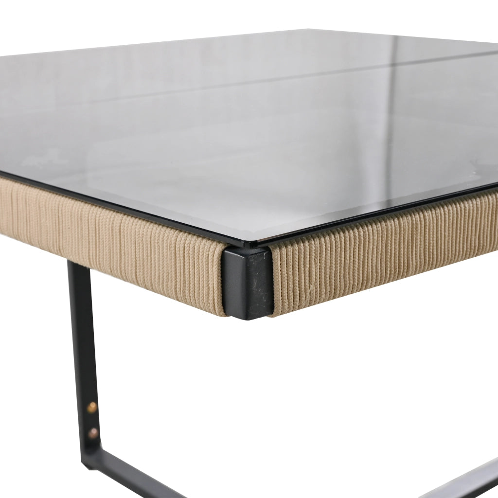 OKWISH Set Tavolo e Sedie da Giardino 5 Pezzi con 1 Tavolo e 4 Sedie Impilabili per 4 Persone, Ferro Beige
