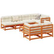 Set Divani Giardino 8 pz con Cuscini Marrone Cera Massello Pino 3299347