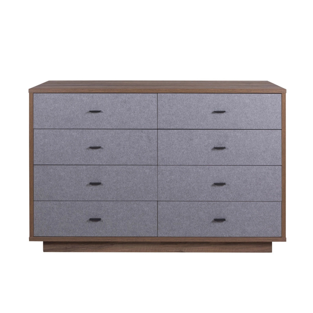 Cassettiera Elegante con 8 Cassetti - Noce/Grigio - 138x89,50x44,40 cm