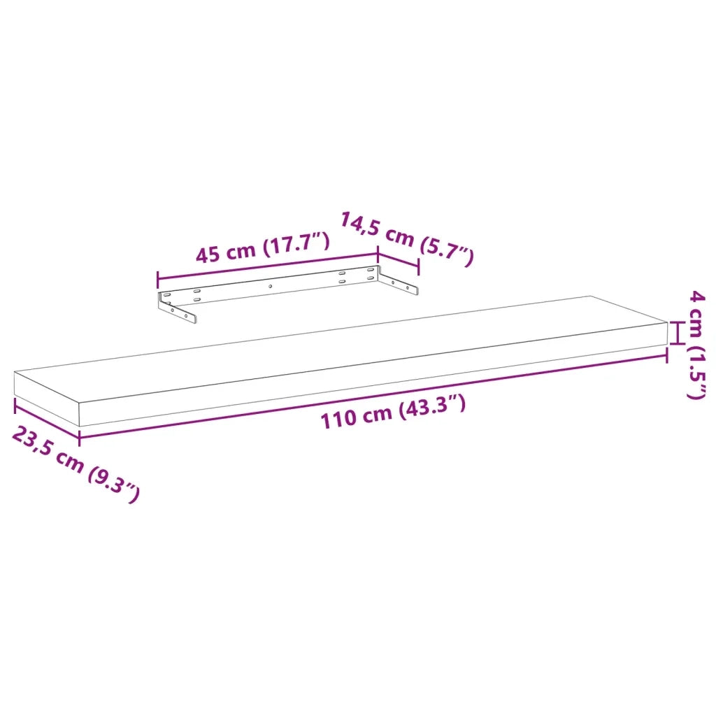 vidaXL Mensole Pensili 2 pz 110x23,5x4 cm in Truciolato