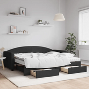 Divano Letto Estraibile con Cassetti Nero 90x200 cm in Tessuto 3197244