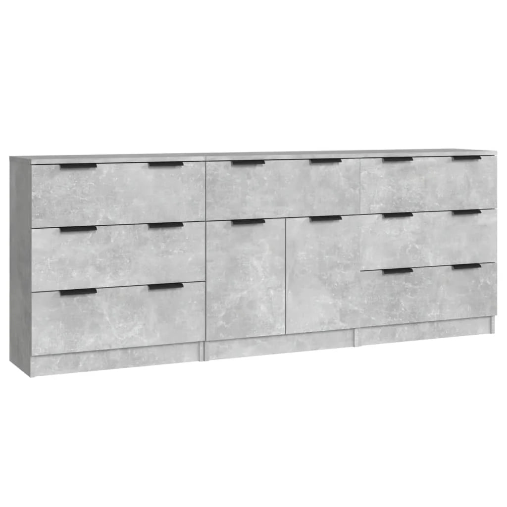 Buffet credenza cassettiera armadio mobile contenitore organizer per cucina soggiorno salotti 3 pezzi legno ingegnerizzato grigio 02_0037125