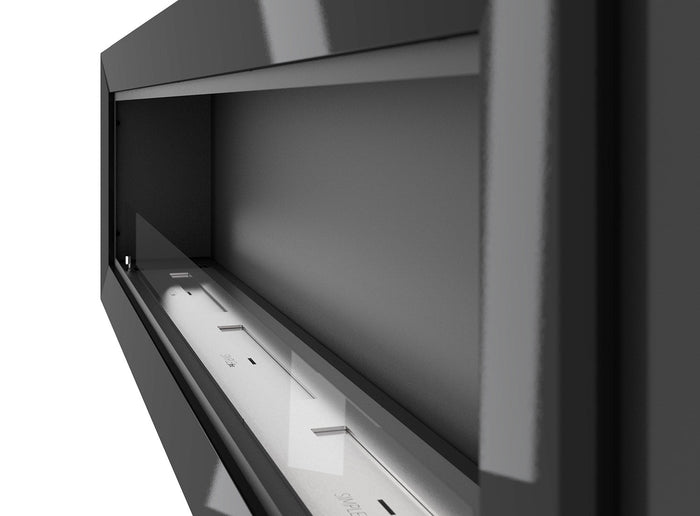 Camino a Bioetanolo da Parete/Incasso 180x49 cm Frame 1800 Nero con Vetro