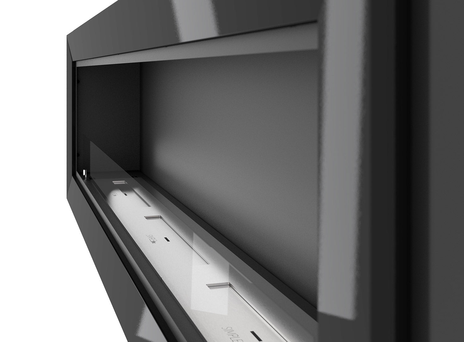 Camino a Bioetanolo da Parete/Incasso 180x49 cm Frame 1800 Bianco con Vetro