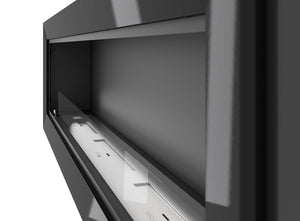 Camino a Bioetanolo da Parete/Incasso 180x49 cm Frame 1800 Inox con Vetro