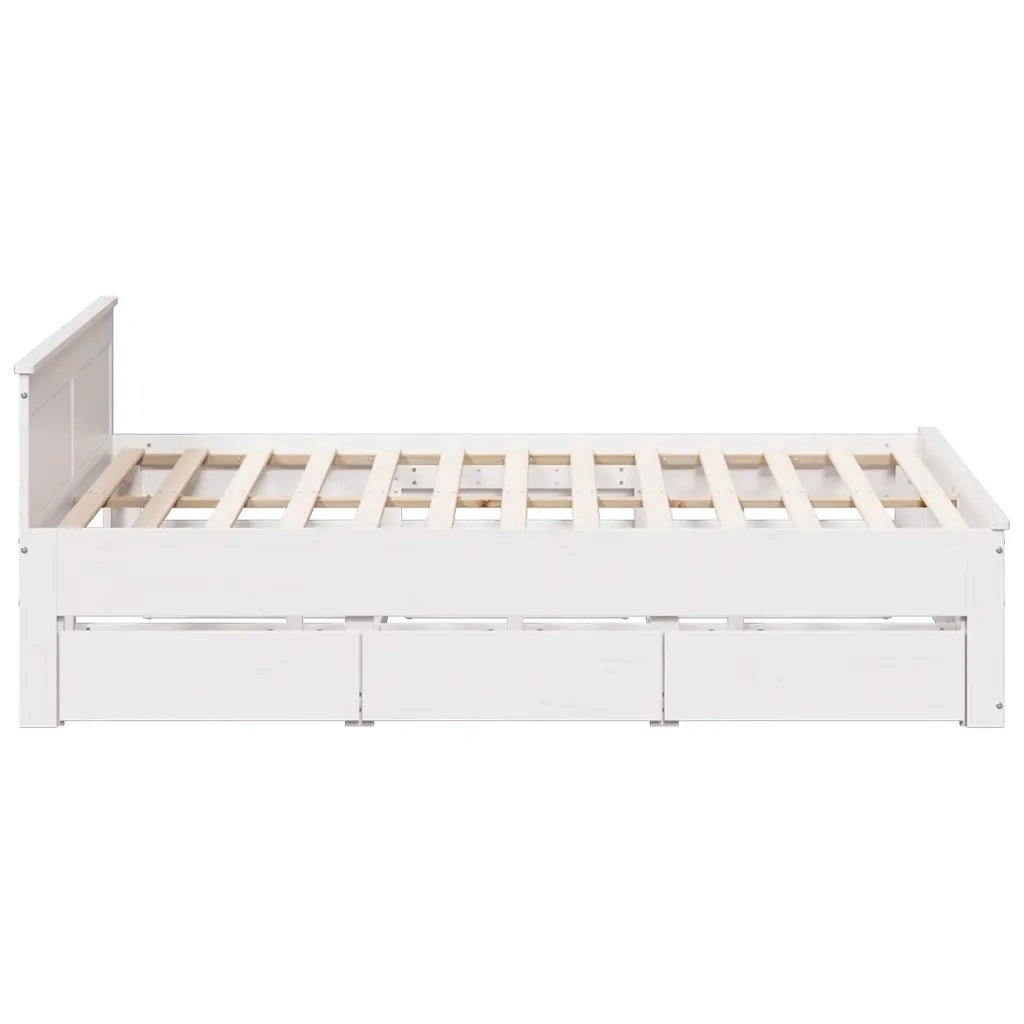 vidaXL Giroletto senza Materasso con Testiera Bianco 200x200 cm Pino
