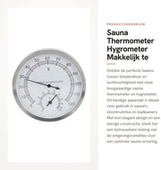 Termometro e Igrometro per Sauna - Installazione facile - Dimensioni 14 x 14 cm - Realizzato in Acciaio - Adatto per sauna e ambienti a vapore - Idoneo per applicazioni biotermali