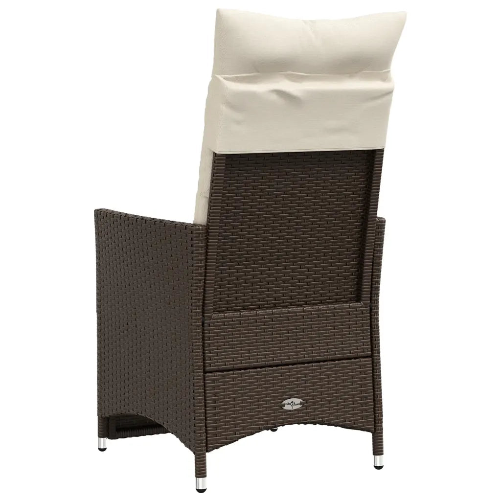 Sedia Reclinabile da Giardino con Cuscini Marrone in Polyrattan 365660
