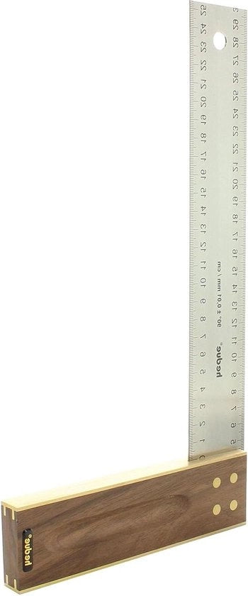 400 mm schrijnwerker con manico in legno di noce - lama in acciaio inossidabile 45 mm - angolo retto 90 gradi - corpo quadrato