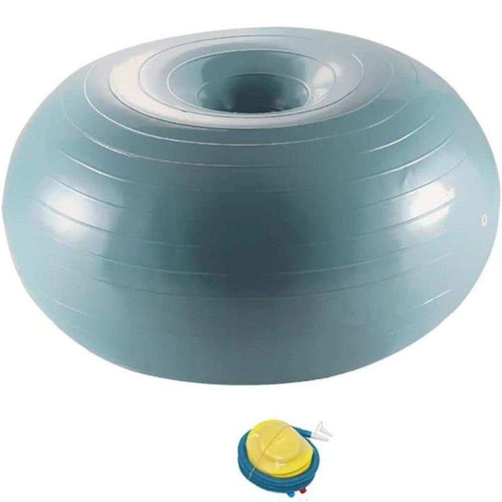 Trade Shop - Ciambella Palla Gonfiabile Allenamento Esercizio Yoga Pilates Con Pompa Grigio -
