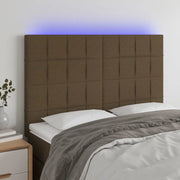 Testiera a LED-Testata con LED Marrone Scuro 144x5x118/128 cm in Tessuto 953628