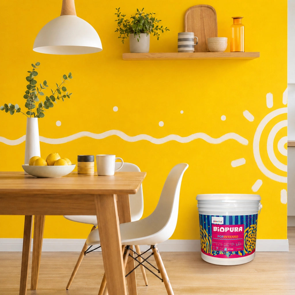Popintenso palestra e decori interni pittura murale lavabile e coprente cromika *** formato 2.5 lt, colore- limone br...