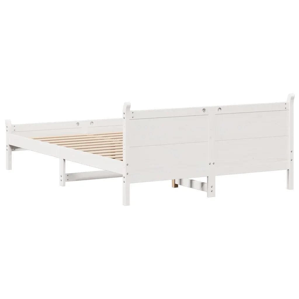 Letto senza Materasso Bianco 135x190 cm Legno Massello di Pino