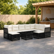 Set Divano da Giardino 10 pz Nero polyrattan 3434443