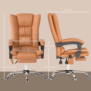 SEDIA UFFICIO Massaggio e Riscaldamento 64x70x110-118 cm Marrone