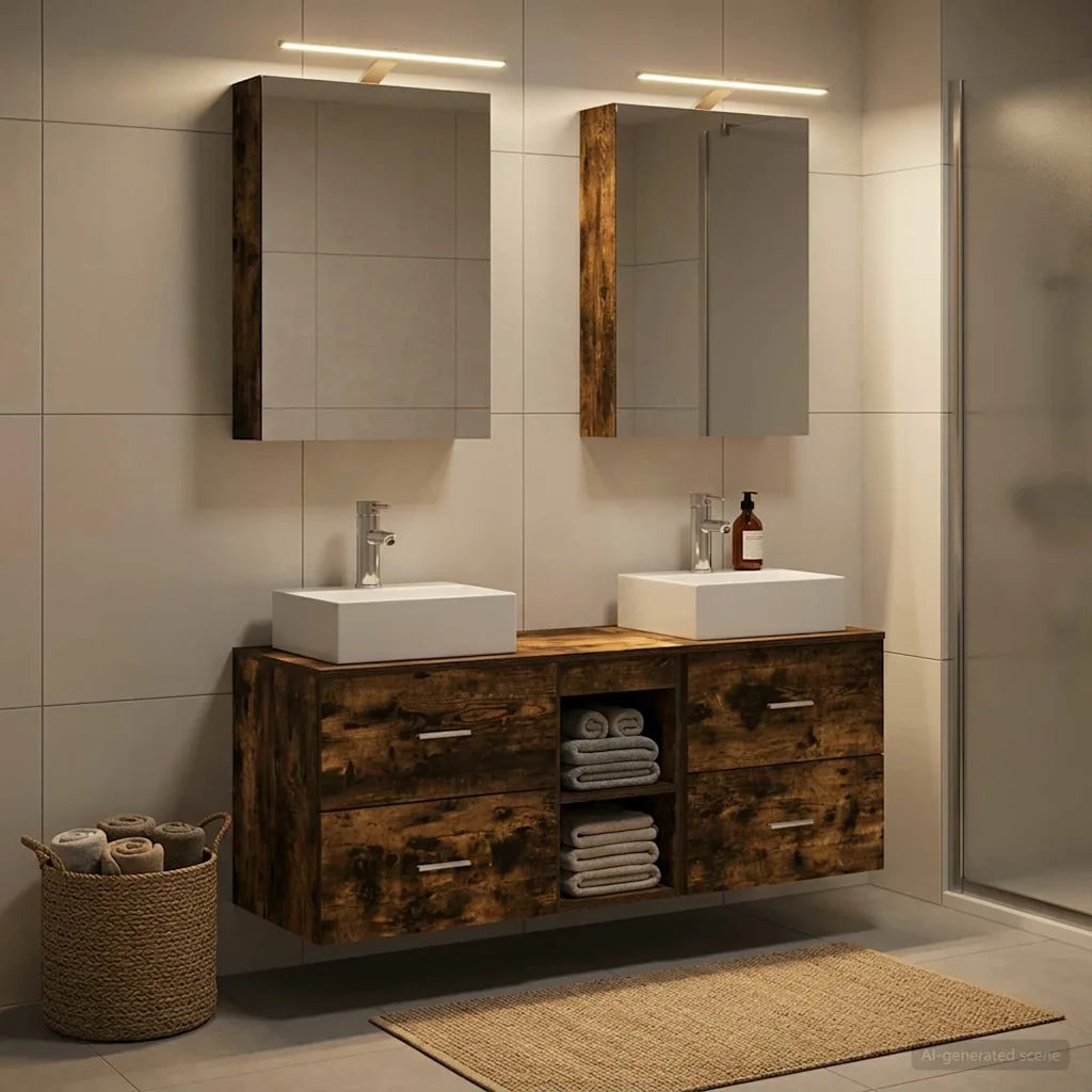 Set di mobili per il bagno 5 pcs Rovere Fumo 3406795
