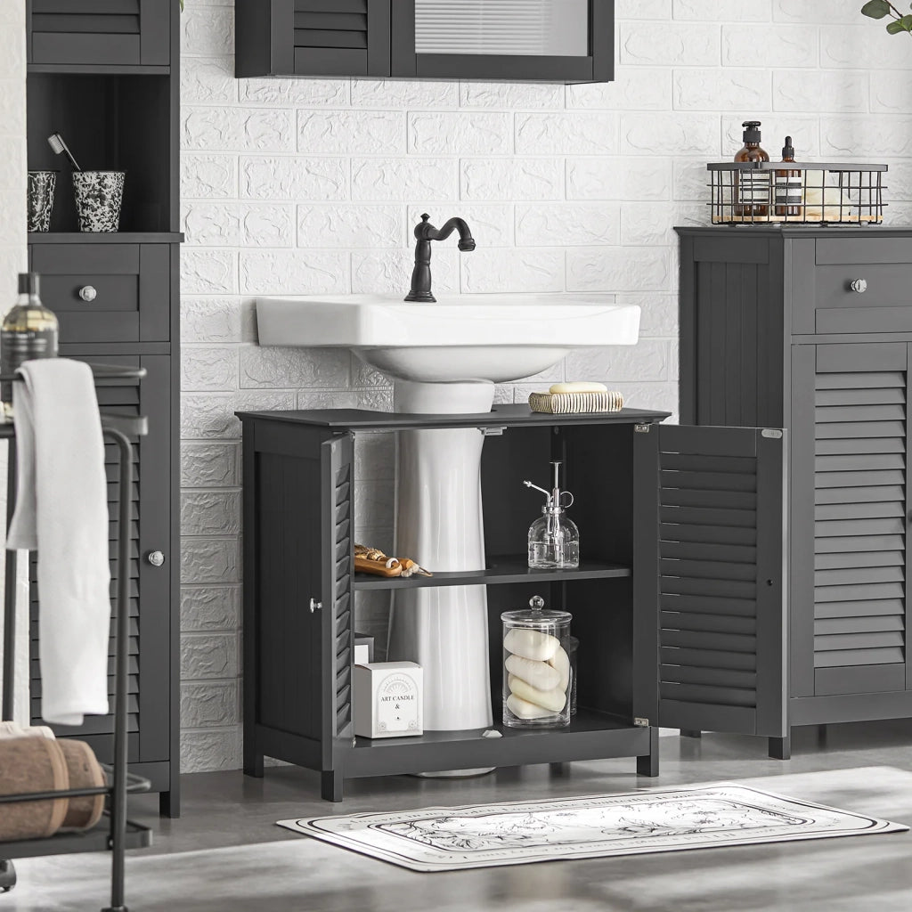 Mobiletto Bagno Cassettiera Bagno Armadietto Bagno Mobile Sottolavabo per Bagno Grigio FRG237-II-DG SoBuy