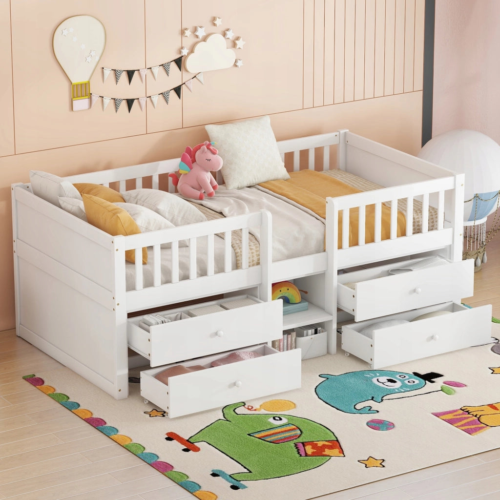 Letto singolo 90x200 - Xylo - 4 cassetti bianco
