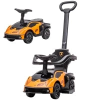 Macchinina per Bambini 2 in 1 con Maniglione e Barriera di Sicurezza, 86.5x40x89.5 cm, Arancione e Nero