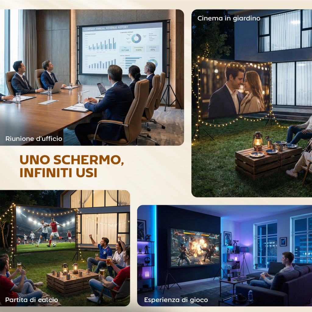 Telo per Proiettore 100 Pollici 16:9 ¨C zephmum ¨C Bianco con Treppiedi