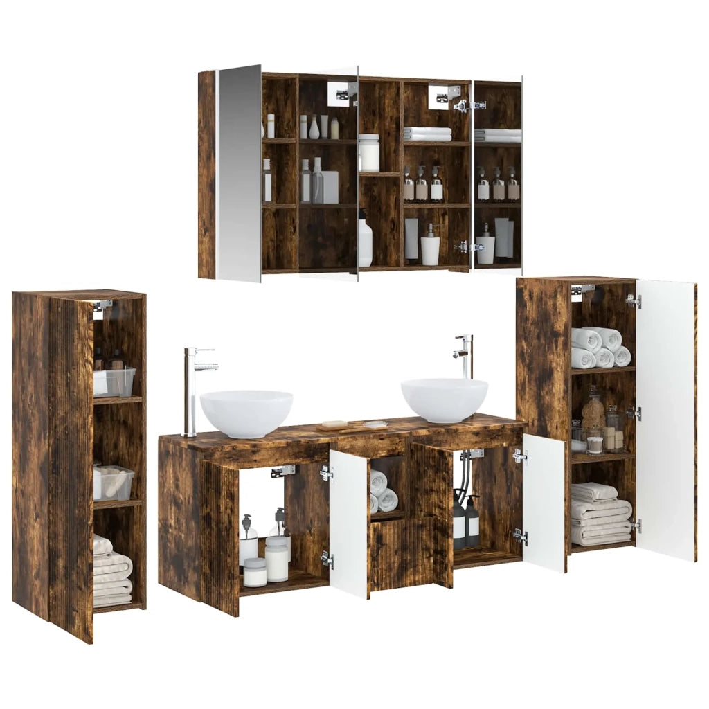 Set di mobili per il bagno 6 pcs Rovere Fumo 3407155