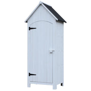 CASETTA PORTA ATTREZZI IN LEGNO A 3 MENSOLE CON TETTO IMPERMEABILE IN BITUME, 77.5X54.2X179.5 CM, BIANCO