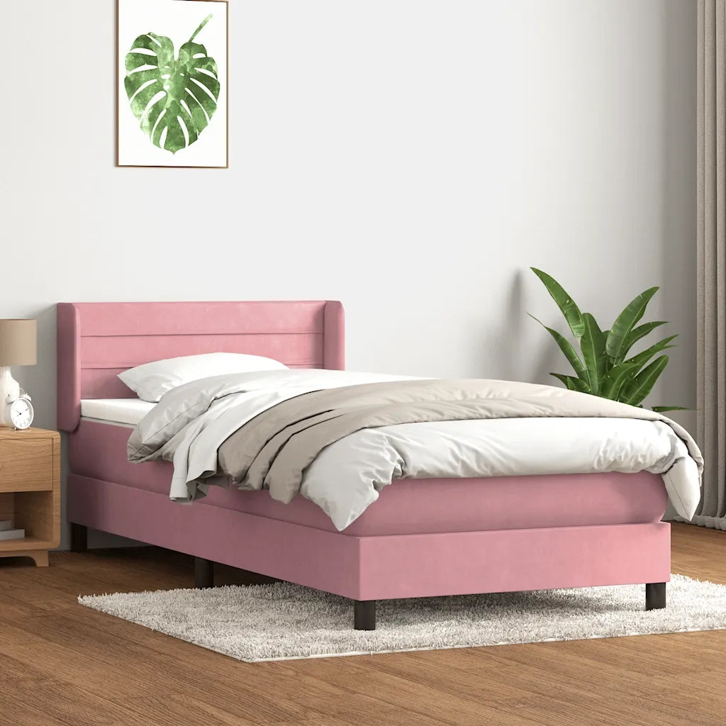 Giroletto a Molle con Materasso Rosa 90x210 cm Velluto